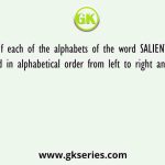 If each of the alphabets of the word SALIENT is arranged in alphabetical order from left to right and then each