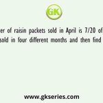 If the number of raisin packets sold in April is 7/20 of the number of raisin packets sold in four different months and then find the number of five