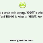 In a certain code language, ‘NOGHTY’ is written as ‘NLUFGO’ and ‘BHAMDX’ is written as ‘HSIEWT’. How will ‘WNTPGK
