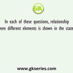In each of these questions, relationship between different elements is shown in the statements
