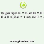 In the given figure. BE = FC and AB = EF also AB  AD & EF BC, if AD = 3 units, and EF = 4 units