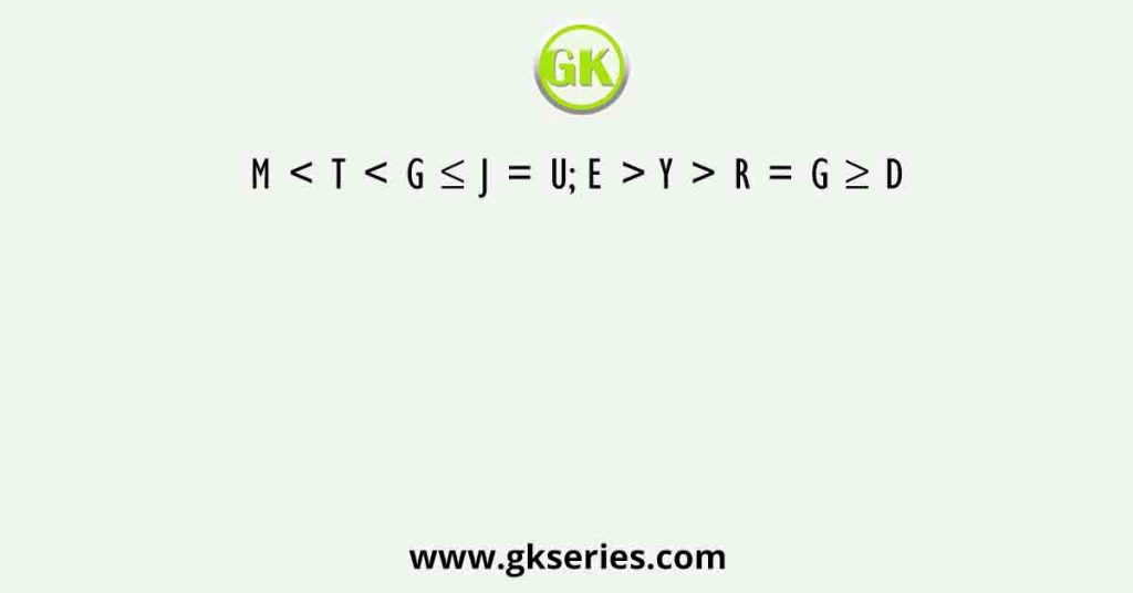 M < T < G ≤ J = U; E > Y > R = G ≥ D