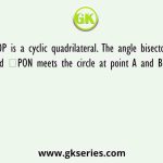 MNOP is a cyclic quadrilateral. The angle bisector of ∠PMN and ∠PON meets the circle at point A and B respectively