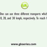 One can use three different transports which move at 10, 20, and 30 kmph, respectively. To reach from A to B