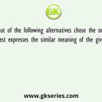 Out of the following alternatives chose the one that best expresses the similar meaning of the given word