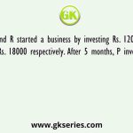 P, Q and R started a business by investing Rs. 12000, Rs. 15000 and Rs. 18000 respectively. After 5 months, P invested Rs. 3000