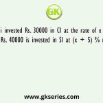 Sakshi invested Rs. 30000 in CI at the rate of x % per annum and Rs. 40000 is invested in SI at (x + 5) % rate of interest