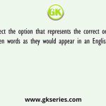 Select the option that represents the correct order of the given words as they would appear in an English dictionary