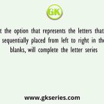Select the option that represents the letters that, when sequentially placed from left to right in the blanks, will complete the letter series