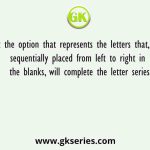 Select the option that represents the letters that, when sequentially placed from left to right in the blanks, will complete the letter series