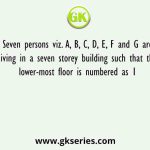 Seven persons viz. A, B, C, D, E, F and G are living in a seven storey building such that the lower-most floor is numbered as 1