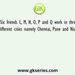 Six friends L, M, N, O, P and Q work in three different cities namely Chennai, Pune and Nashik