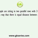 Six people are sitting in two parallel rows with 3 people each in such a way that there is equal distance between adjacent persons