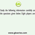 Study the following information carefully and answer the questions given below. Eight players are standing