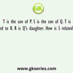 T is the son of P. S is the son of Q. T is married to R. R is Q's daughter. How is S related to T ?