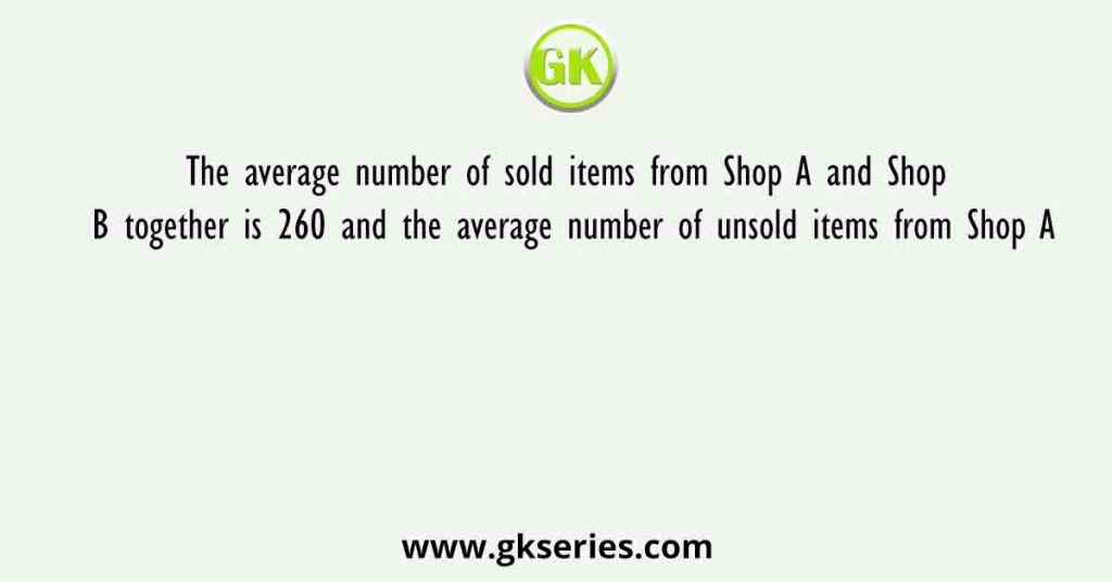 The average number of sold items from Shop A and Shop B together is 260 and the average number of unsold items from Shop A