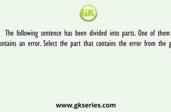 The following sentence has been divided into parts. One of them contains an error. Select the part that contains the error from the given