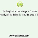 The length of a cold storage is 5 times its breadth, and its height is 8 m. The area of its four