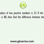 The product of two positive numbers is 32. If the sum of their squares is 80, then find the difference between the two numbers