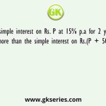 The simple interest on Rs. P at 15% p.a for 2 years is Rs.300 more than the simple interest on Rs.(P + 500) at 12%