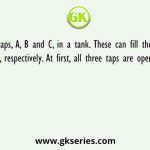 There are 3 taps, A, B and C, in a tank. These can fill the tank in 10 h, 20 h and 25 h, respectively. At first, all three taps are opened simultaneously