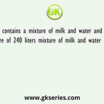 Vessel A contains a mixture of milk and water and vessel B contains a mixture of 240 liters mixture of milk and water in the ratio of 7:5