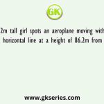 A 2.2m tall girl spots an aeroplane moving with the wind in a horizontal line at a height of 86.2m from the ground