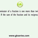 Denominator of a fraction is one more than twice the numerator. If the sum of the fraction and its reciprocal is 2 16/24