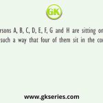 Eight persons A, B, C, D, E, F, G and H are sitting on a square table in such a way that four of them sit in the corners facing