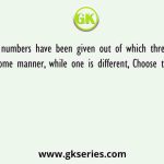 Four numbers have been given out of which three are alike in some manner, while one is different, Choose the odd one