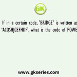 If in a certain code, 'BRIDGE' is written as ‘ACQSHJCEFHDF', what is the code of POWER