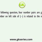 In the following question, four number pairs are given. In each pair the number on left side of (–) is related to the number of the right