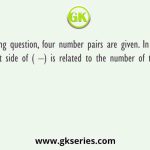 In the following question, four number pairs are given. In each pair the number on left side of ( –) is related to the number of the right side of
