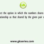 Select the option in which the numbers shares the same relationship as that shared by the given pair of numbers