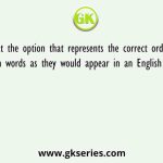 Select the option that represents the correct order of the given words as they would appear in an English dictionary