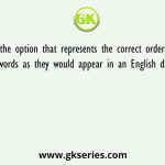 Select the option that represents the correct order of the given words as they would appear in an English dictionary