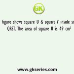 The figure shows square U & square V inside square QRST. The area of square U is 49 cm²
