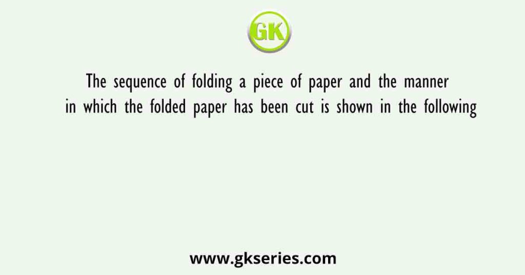 The sequence of folding a piece of paper and the manner in which the folded paper has been cut is shown in the following