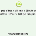 The speed of boat in still water is 25km/hr. and the speed of current is 7km/hr. if a boat goes from place P to place Q