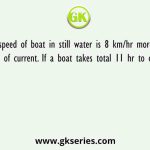 The speed of boat in still water is 8 km/hr more than the speed of current. If a boat takes total 11 hr to cover 32 km