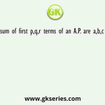 The sum of first p,q,r terms of an A.P. are a,b,c then 