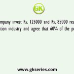 Two company invest Rs. 125000 and Rs. 85000 respectively in education industry and agree that 60% of the profit should