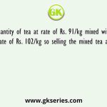 What quantity of tea at rate of Rs. 91/kg mixed with 110 kg of tea at rate of Rs. 102/kg so selling the mixed tea at Rs. 108/kg