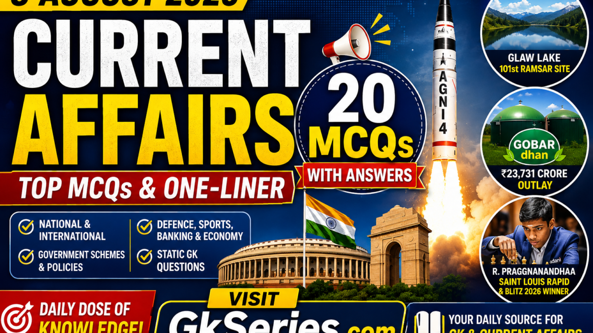 8 August 2026 Current Affairs MCQs with Answers