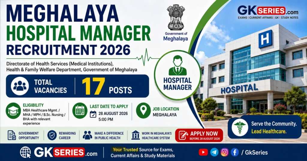 Meghalaya Hospital Manager Recruitment 2026