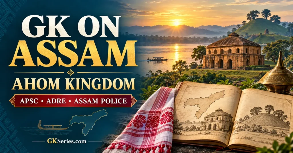 GK on Assam – Ahom Kingdom MCQs for APSC, ADRE and Assam Police by GKSeries.com.