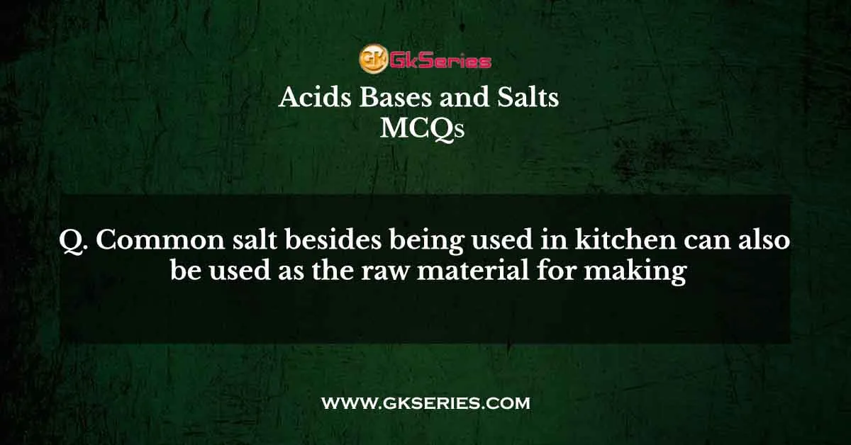 Common salt besides being used in kitchen can also be used as the raw material for making