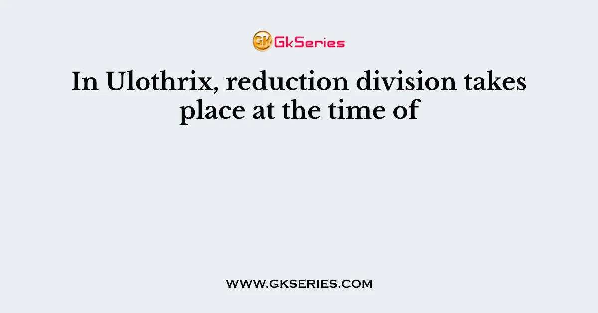 In Ulothrix, reduction division takes place at the time of