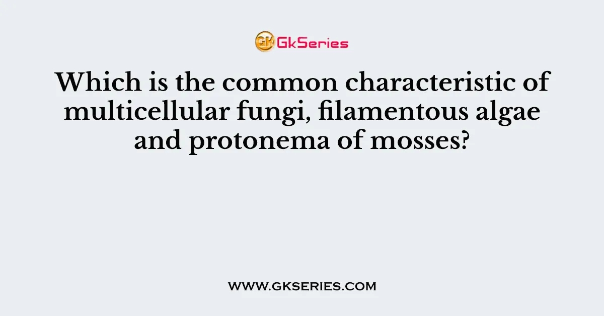Which is the common characteristic of multicellular fungi, filamentous algae and protonema of mosses?