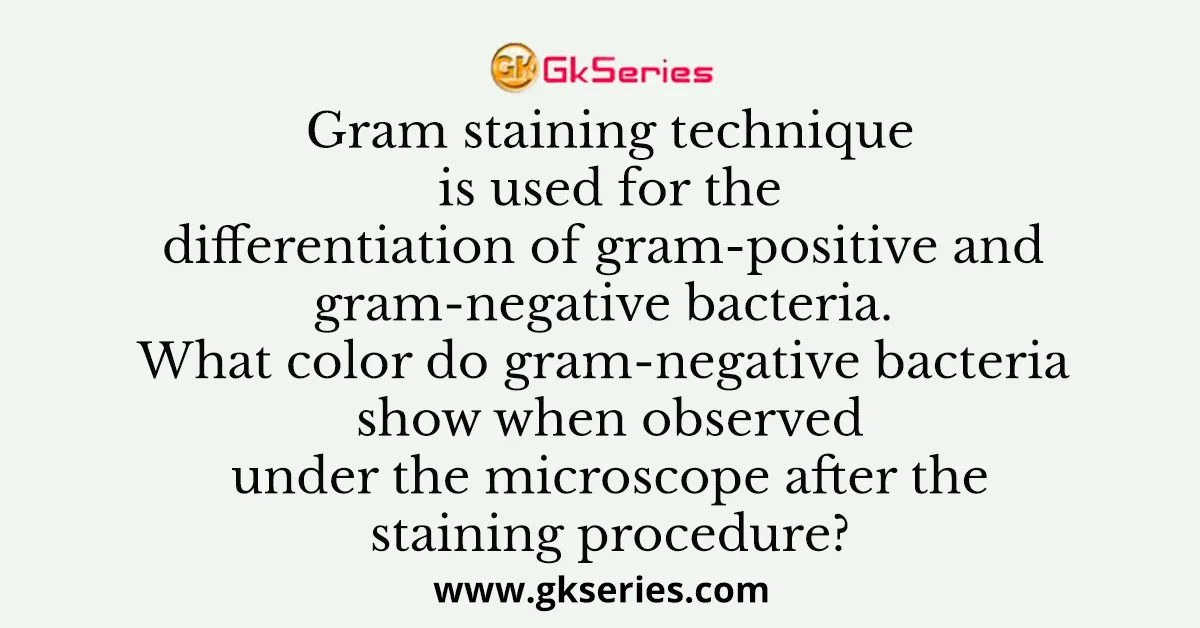 Gram staining technique is used for the differentiation of gram-positive and gram-negative bacteria. What color do gram-negative bacteria show when observed under the microscope after the staining procedure?